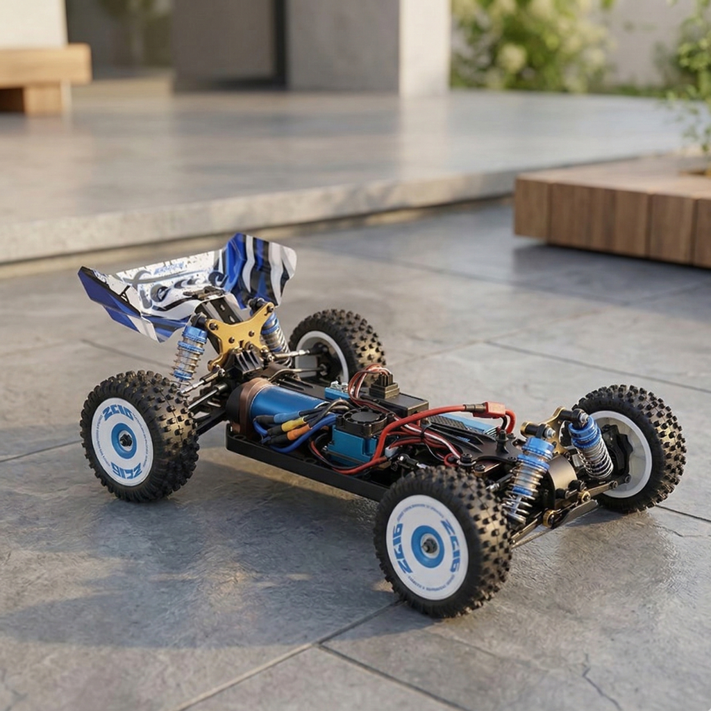 Bezuhlíkový závodní RC model auta v měřítku 1:12 s pohonem 4×4 — terénní závodní model s vysokou rychlostí 75 km/h
