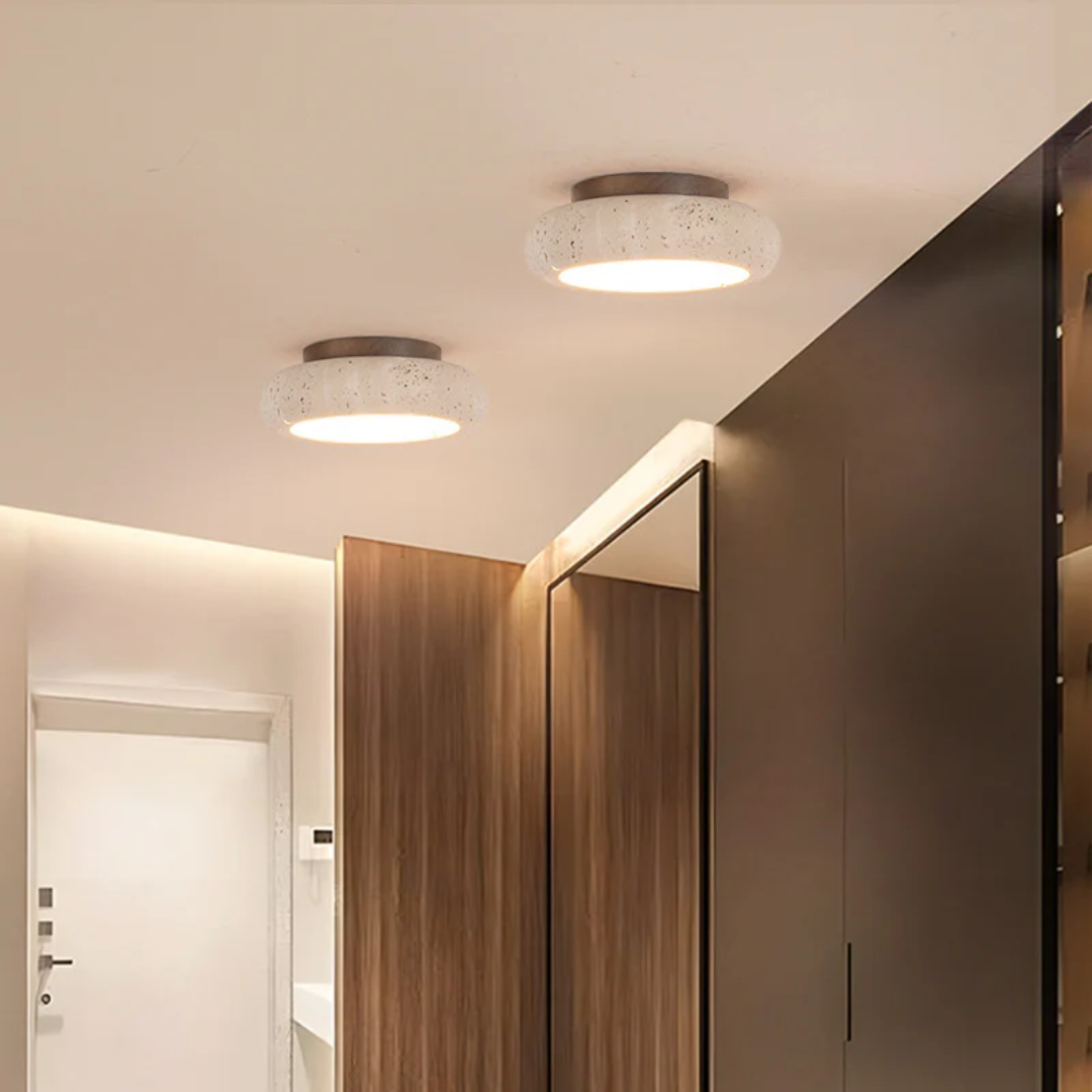 Novaera Yellow Travertine Ceiling Light With Retro Charm