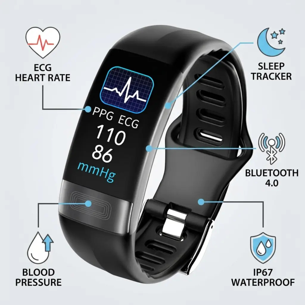 Smart Health Bracelet – Blood Pressure EKG SpO2 & Sleep Tracker FDA | Filindra