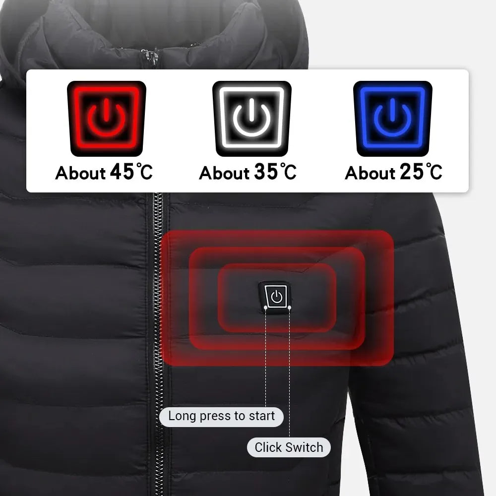 Veste à capuche chauffante électrique à 11 zones — Chaleur hivernale