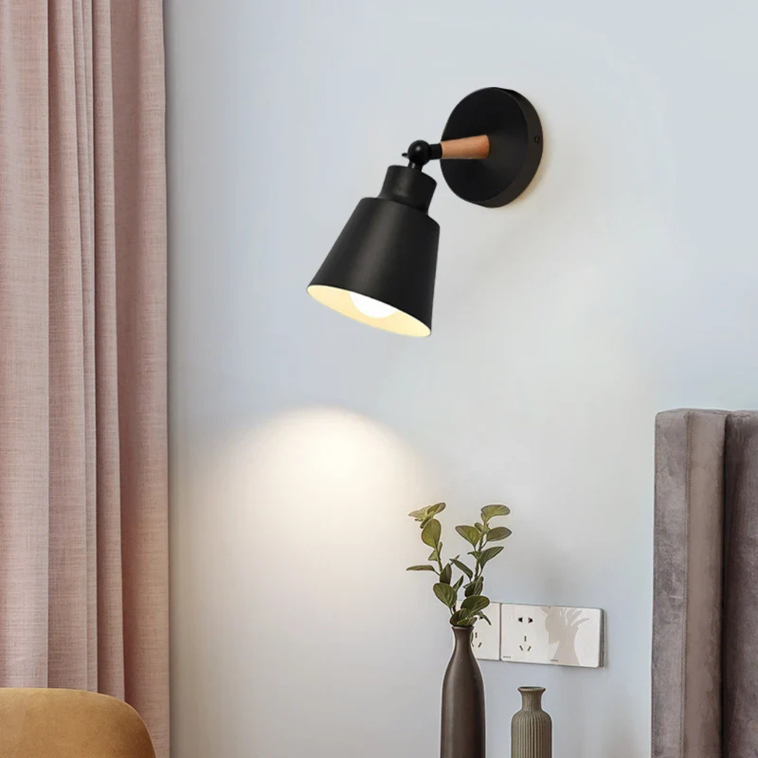 LyraNova Black LED Wall Light With E27 Socket For Indoor Spaces
