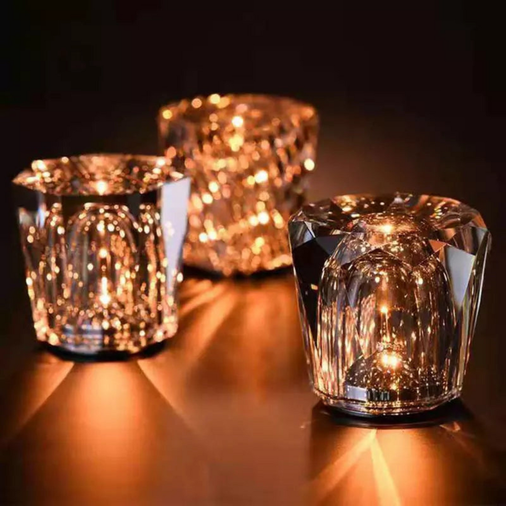 Solara CrystalGlow Rechargeable LED Lamp Faceted Crystal