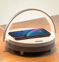 4-in-1 Bedside Lamp — Dimmable Light, Wireless Charging & Speaker