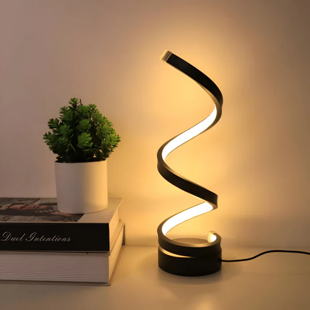 LumaSpire Spiral LED Table Lamp With Battery Power Dimmable And Tunable Light