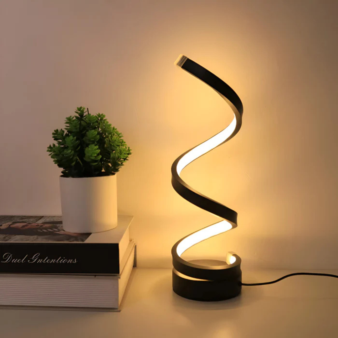 LumaSpire Spiral LED Table Lamp With Battery Power Dimmable And Tunable Light