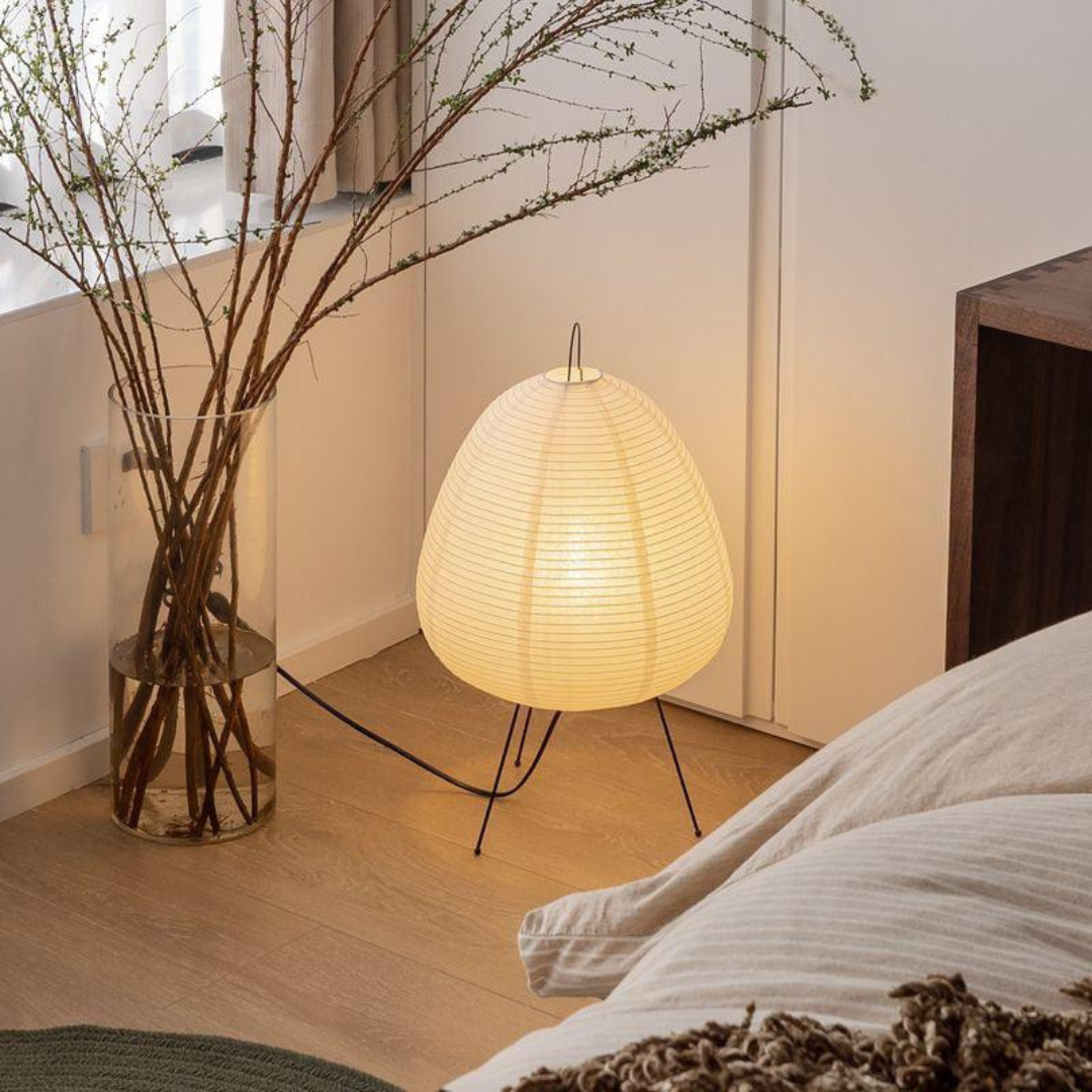KireiLuma Bamboo Frame Floor Lamp With Shade Of Rice Paper