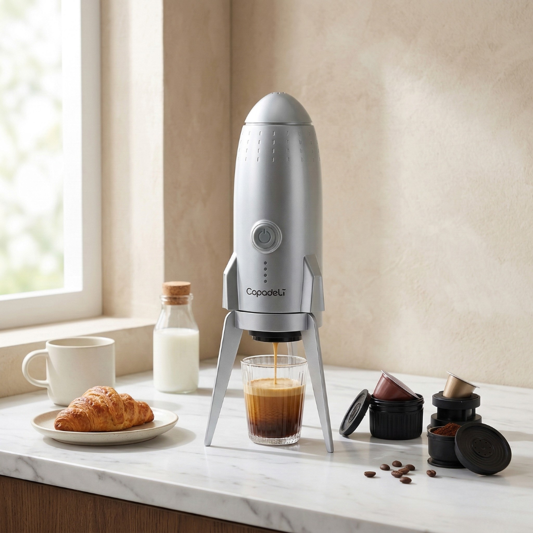 Portable Self-Heating Espresso Machine — Compact Electric Brew Device