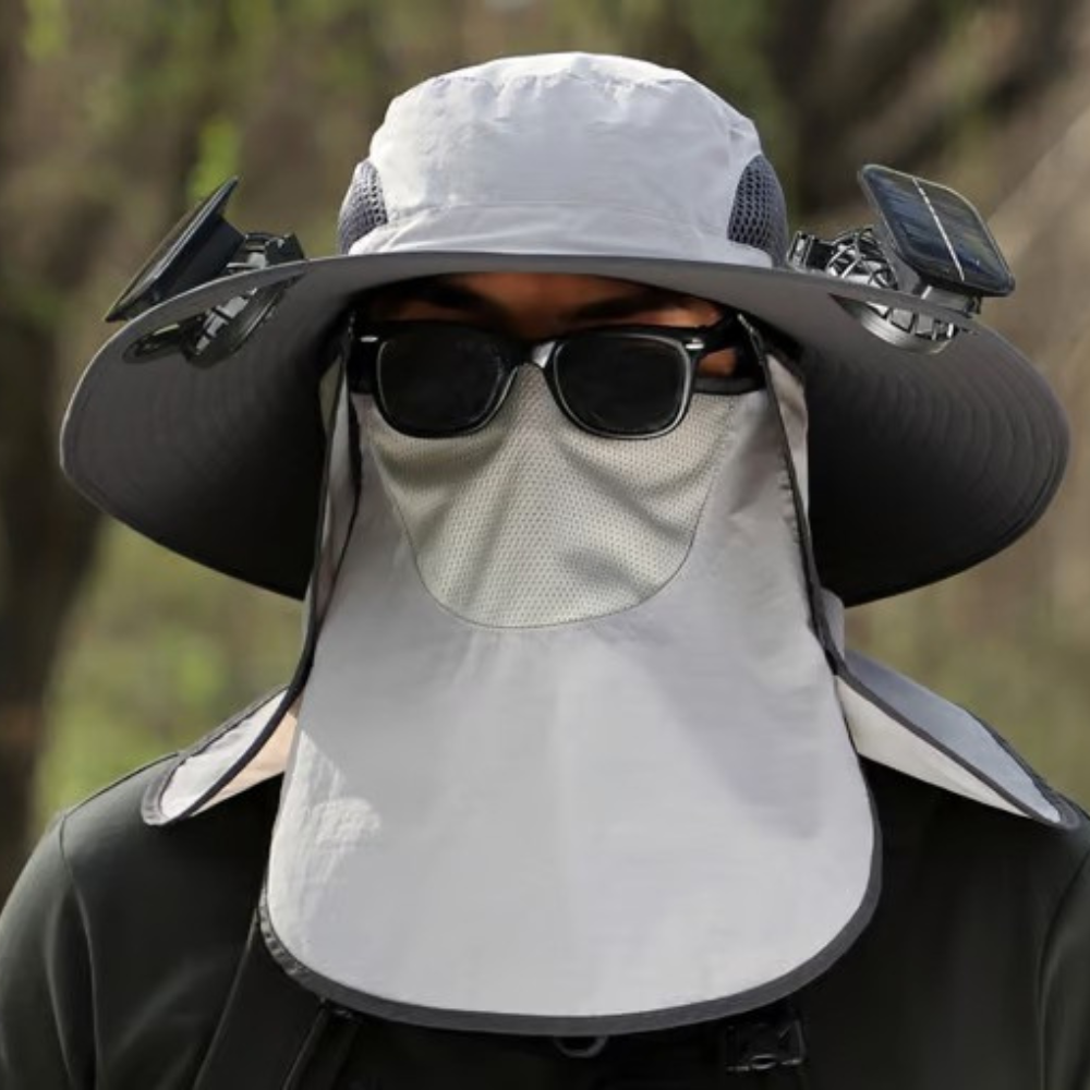 Solar Powered Hat — Dual Cooling Fans, Three Speed Settings