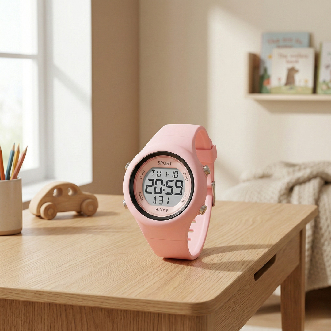 Digital Waterproof Sports Watch — Chronograph Timer, Alarm & Hourly Chimes