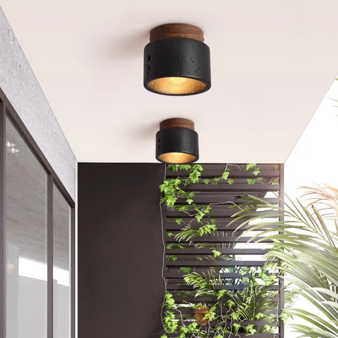 StoneVale Stone Look Ceiling Light For Hallways And Living Areas, 12 Cm Diameter