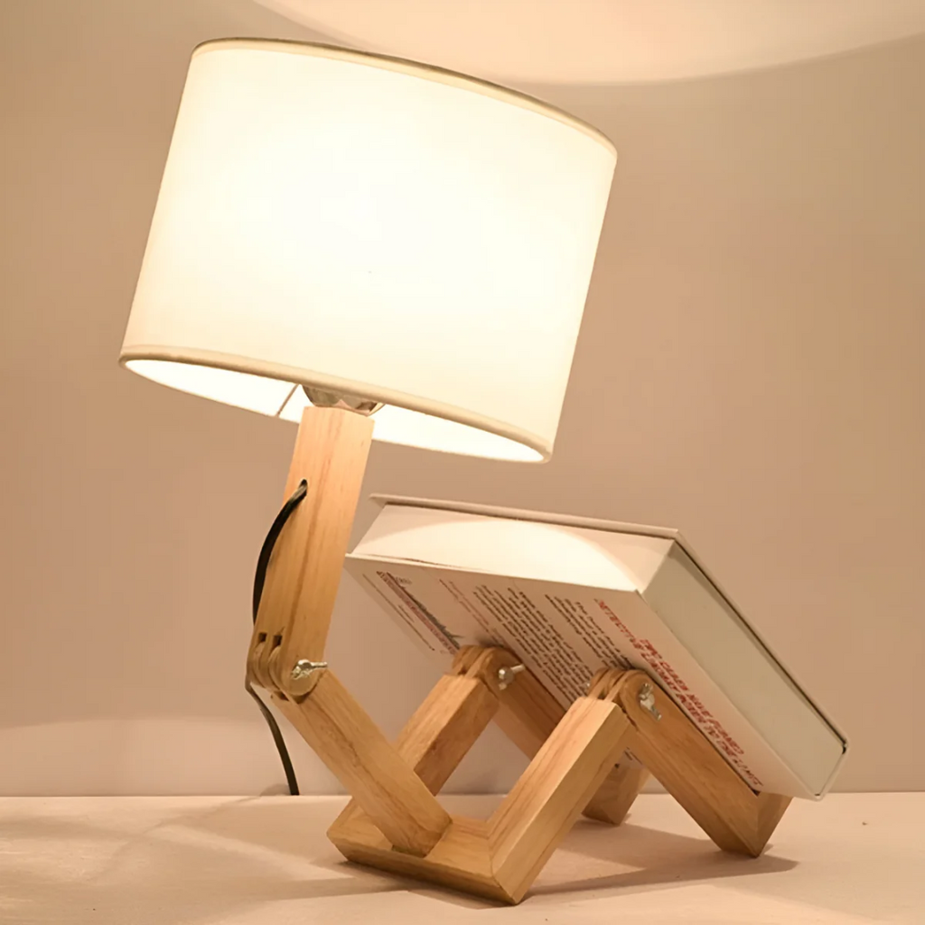 KairoBot Wooden Table Lamp With Adjustable Arms For Nightstand