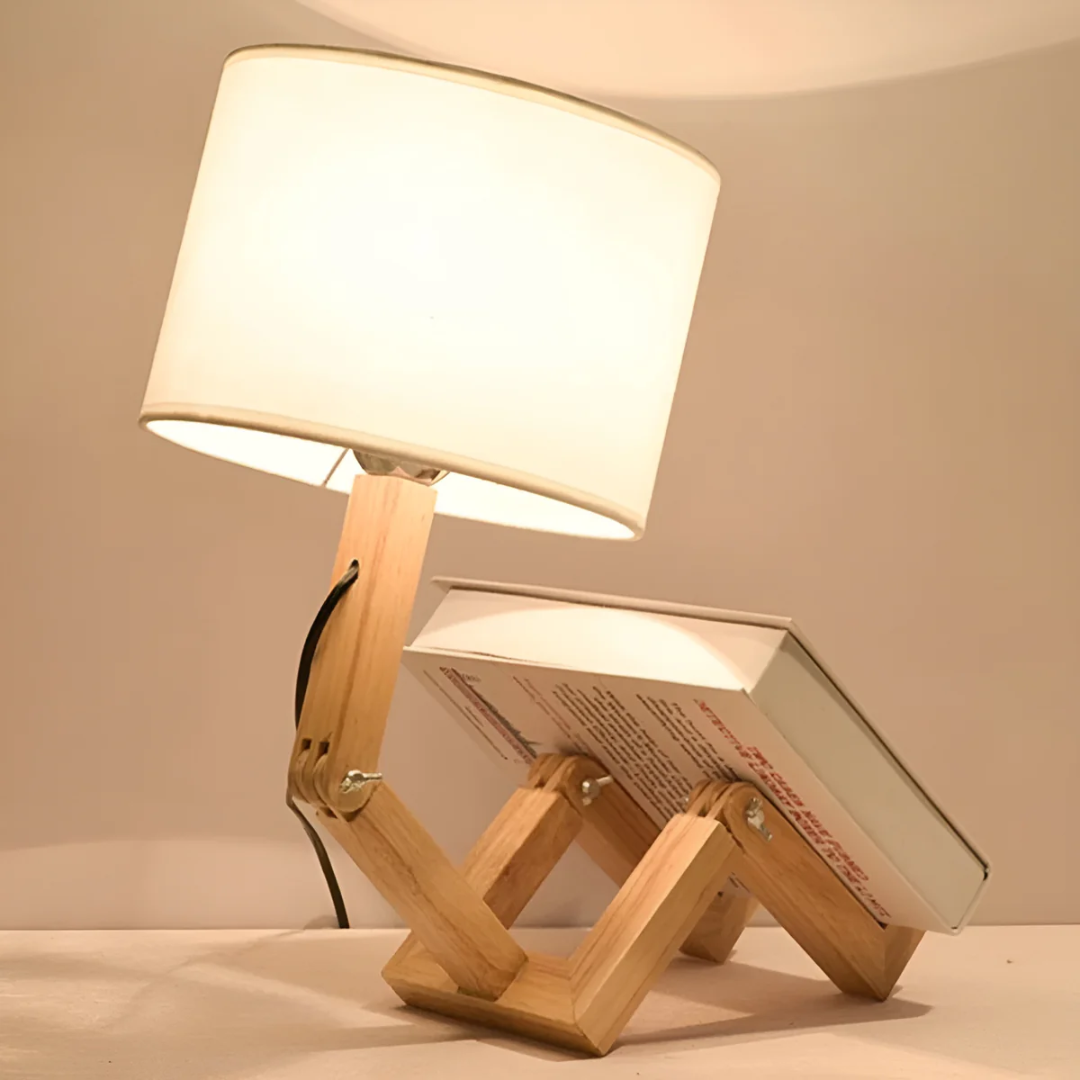 KairoBot Wooden Table Lamp With Adjustable Arms For Nightstand