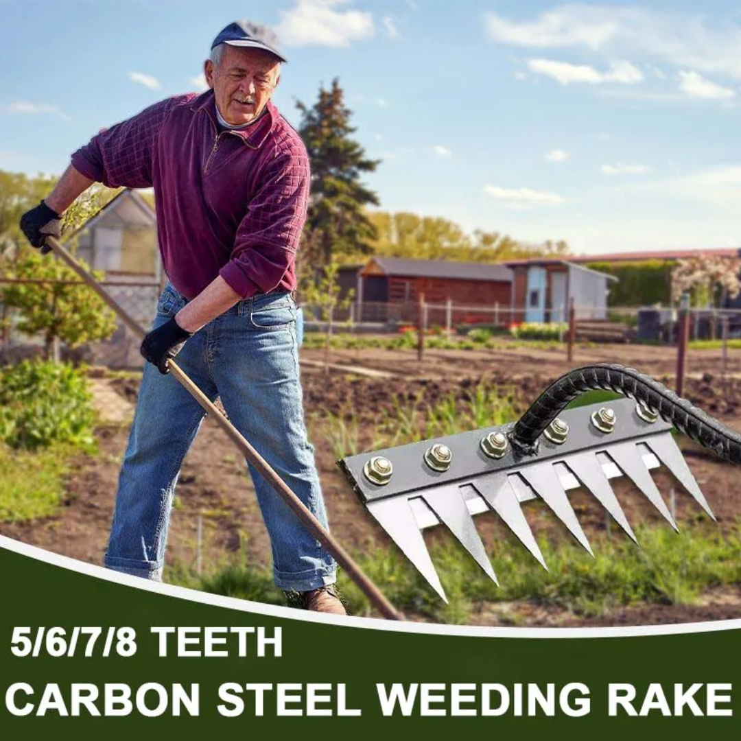 ThriveGard Manual Weeding Rake — Steel Teeth Blade, Ergonomic Grip