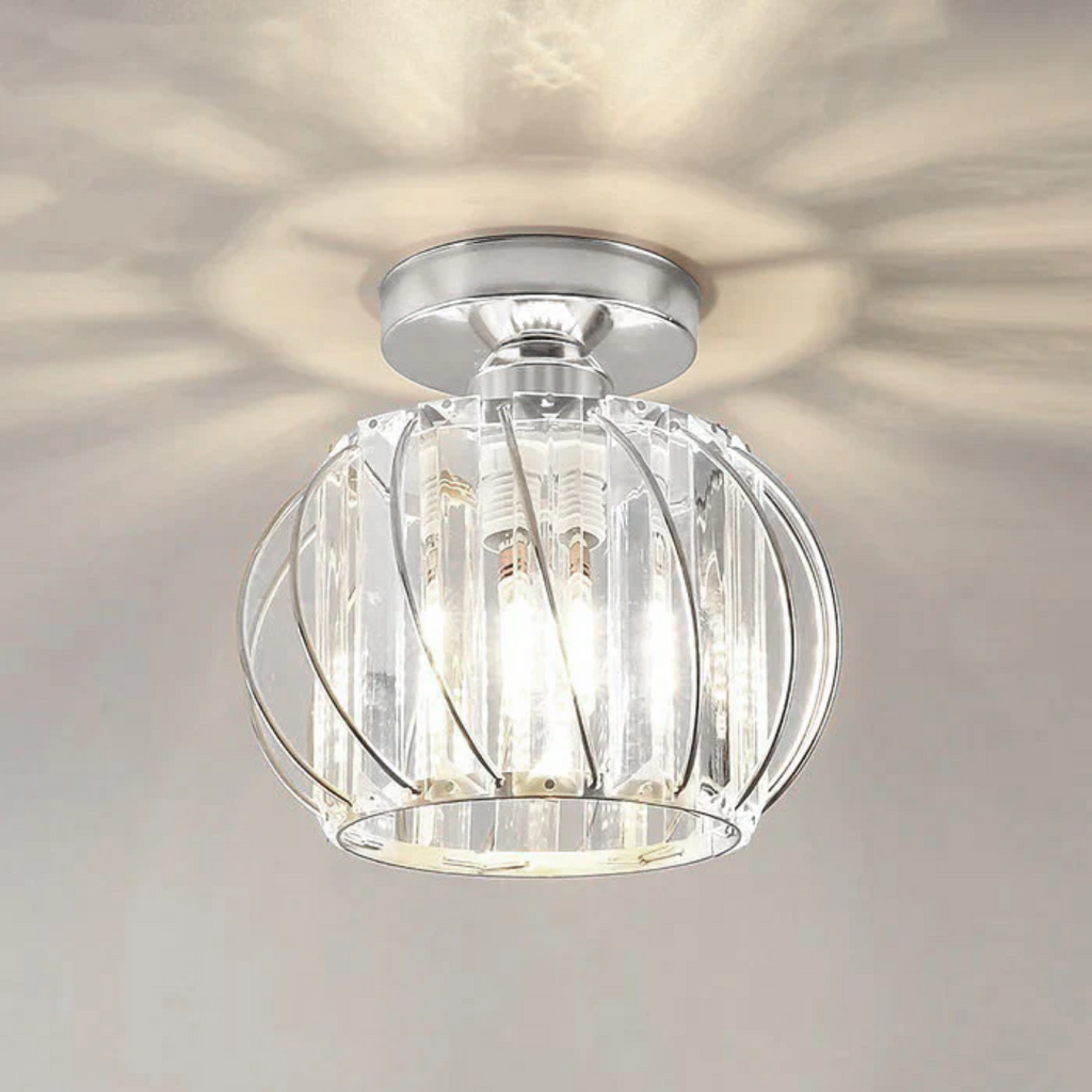 Luminária de teto em vidro AureliaGlow com brilho ambiente suave para salas de estar