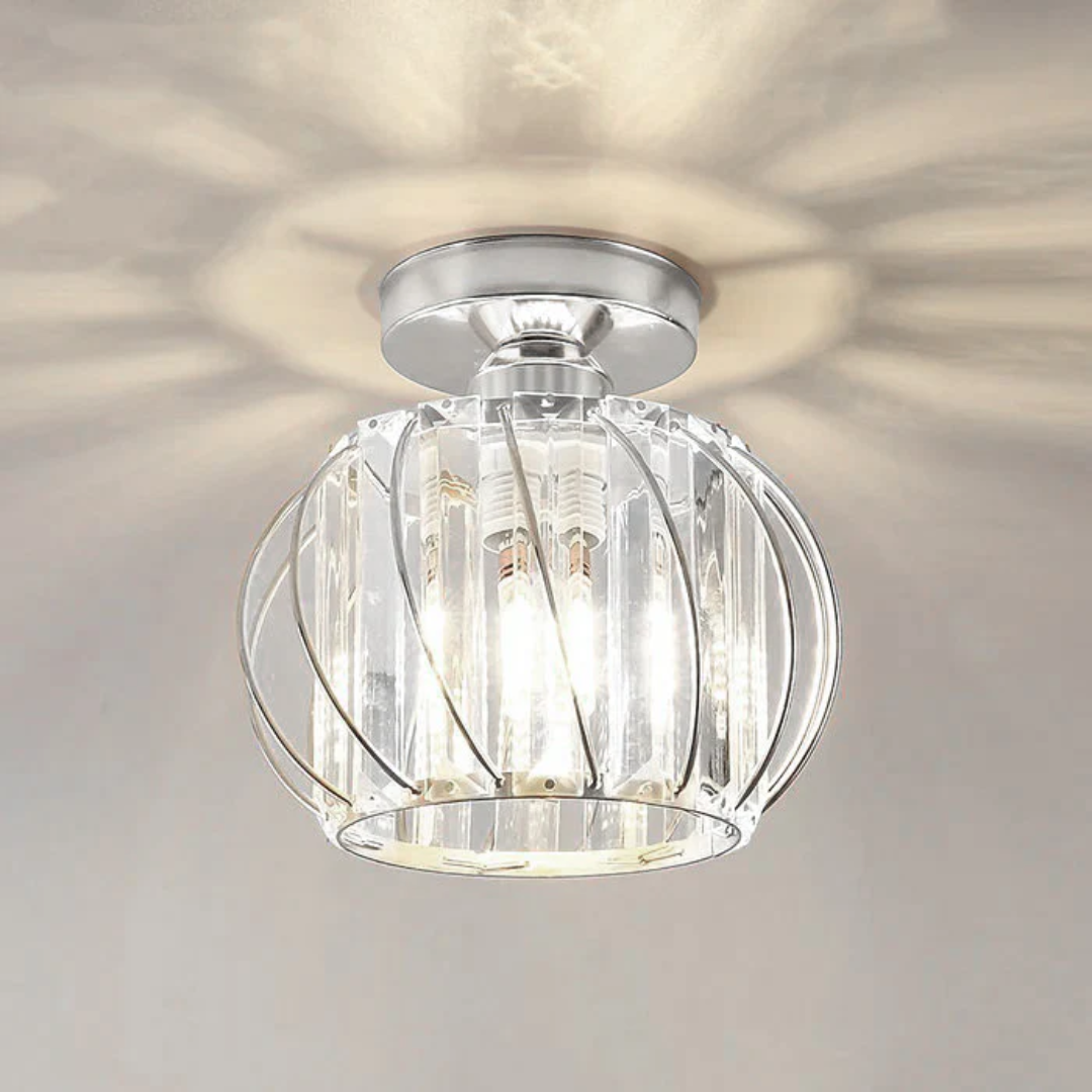 Luminária de teto em vidro AureliaGlow com brilho ambiente suave para salas de estar
