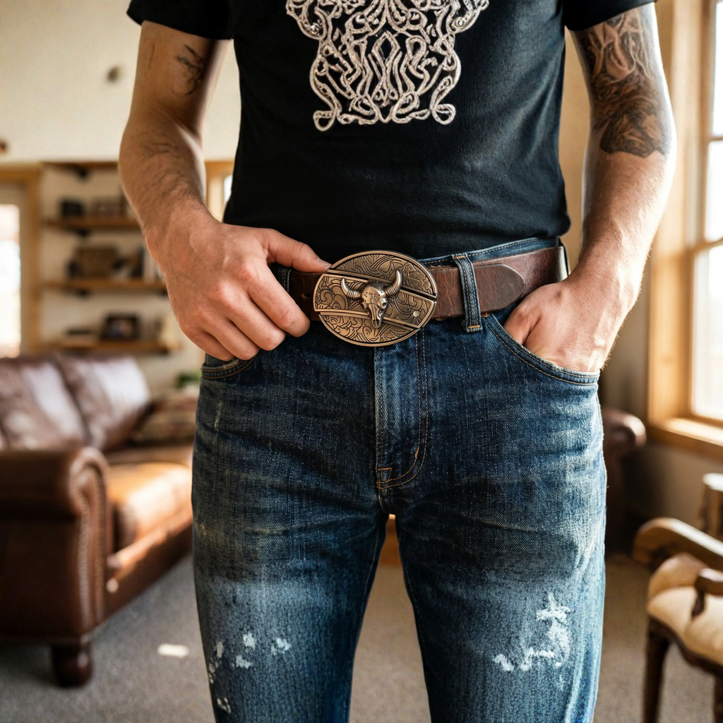 Metal Oval Cowboys Belt Buckle – Western Style Durable & Decorative | Filindra