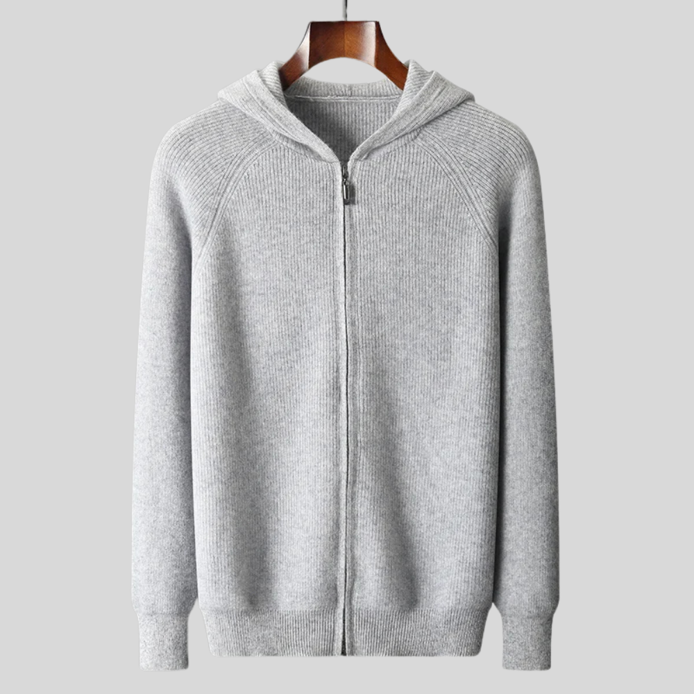 Sudadera con capucha de lana merino y cachemira Royal con cremallera completa - Capa suave y cálida
