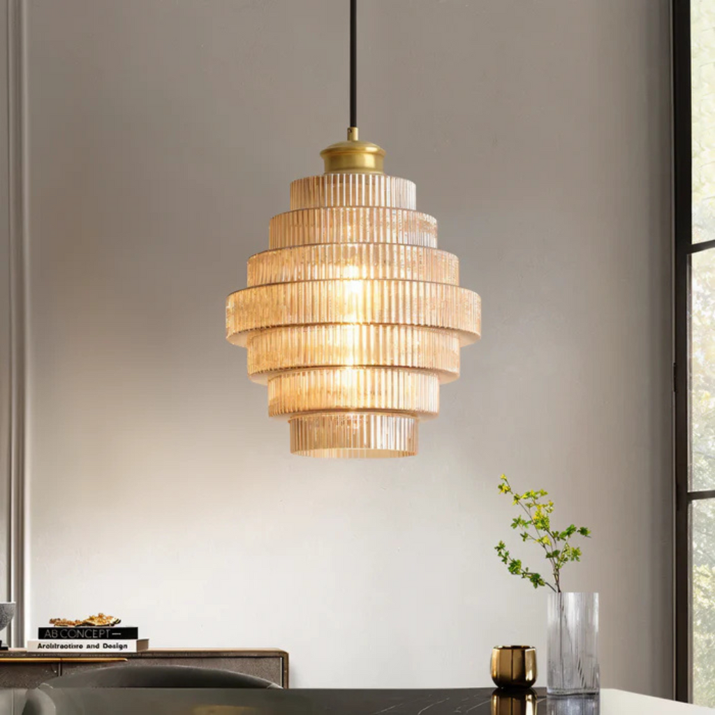Kirrea Messing Akzent Glas Pendelleuchte im Vintage-Stil