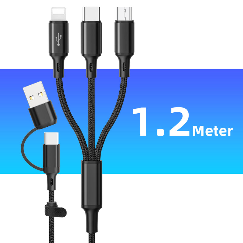 כבל טעינה USB רב-תכליתי 3-ב-1 — USB-A, Type-C ו-Micro USB