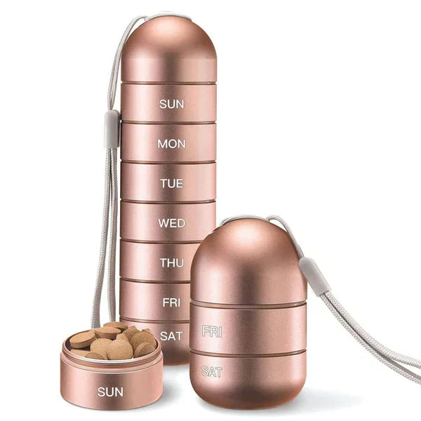 Aluminum 7 Days Portable Pill Organizer for Travel, Pill Box Pill Container | Filindra