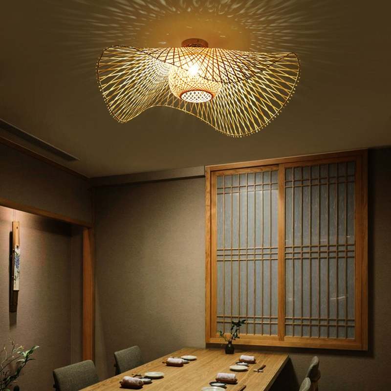 Nokari Rattan Pendant Light — Japanese Style Boho Design, Warm Glow