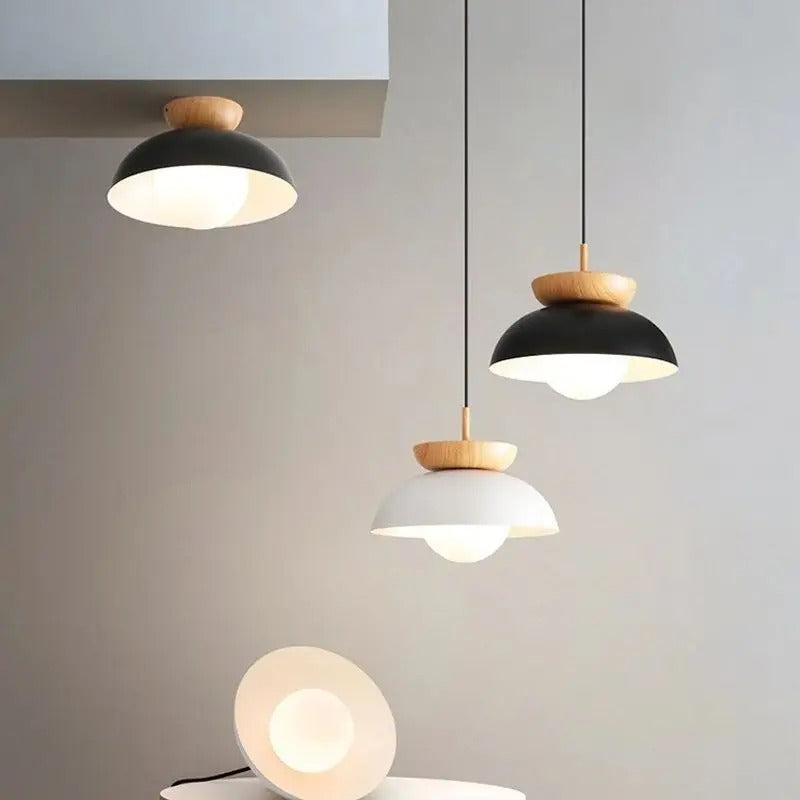 NordicLume Minimalist Ceiling Light With Wood Iron Finish
