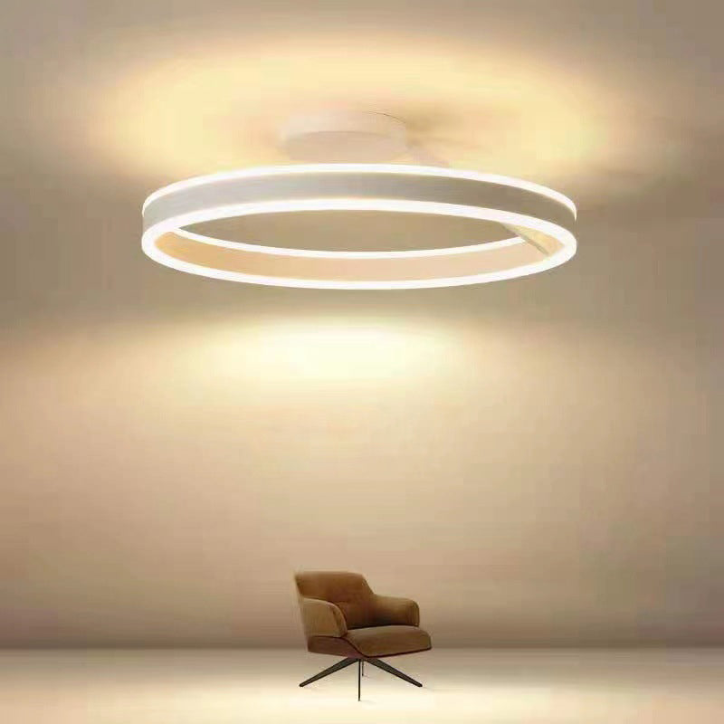 50cm調光式LEDリングシーリングライト、金属・アクリル製、ブラック＆ホワイト