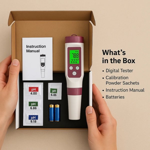 AquaSense digitale zwembadtester met 7 parameters — via app verbonden pH- en chloormonitor