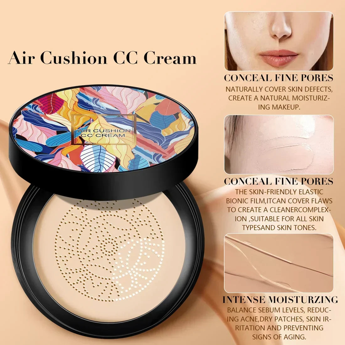 PureBlend CC-Creme mit Pilz-Air-Cushion — Deckt ab, ohne zu verklumpen