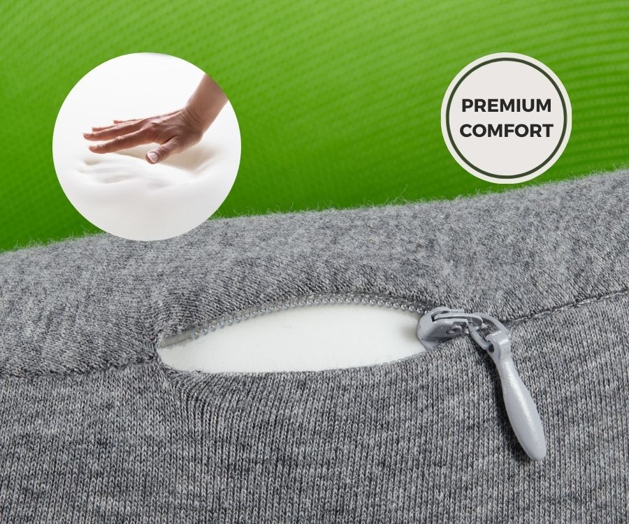 Almofada de viagem para o pescoço em espuma viscoelástica — Ajuste ergonómico e formato compacto para transportar