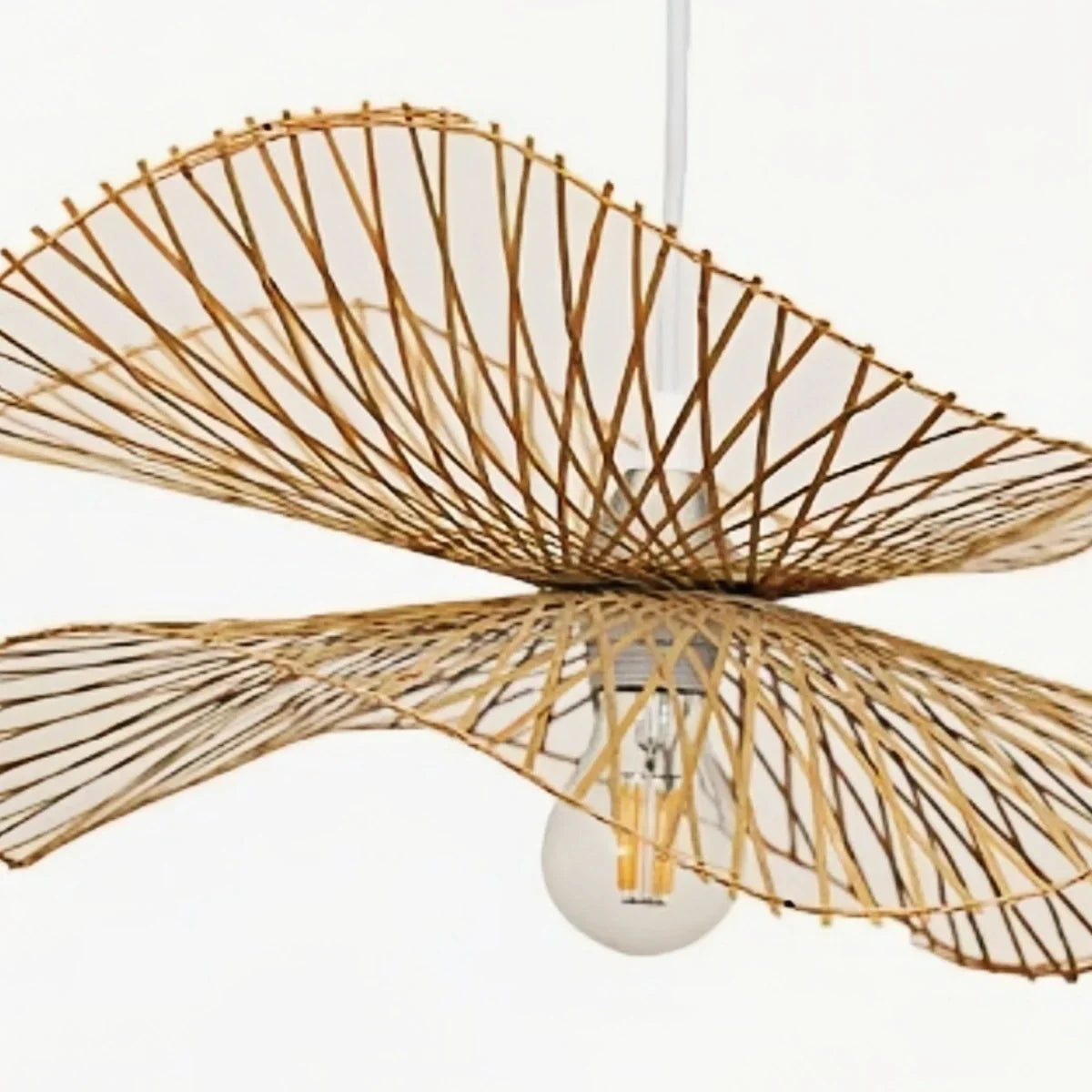 Natural Rattan Pendant Light – Handwoven Bamboo Elegance for Dining Room - Flindria