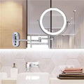 Miroir grossissant LED AstraLume pour coiffeuse — finition chromée polie, bras mural escamotable