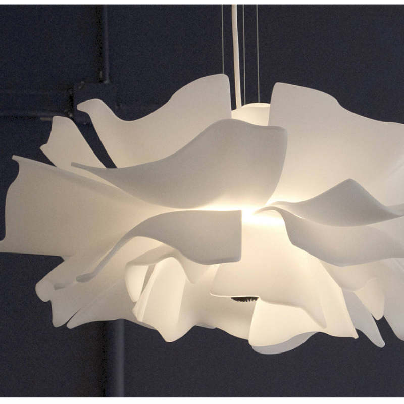 Bella-bloemhanglamp - modern ontwerp, wit acryl