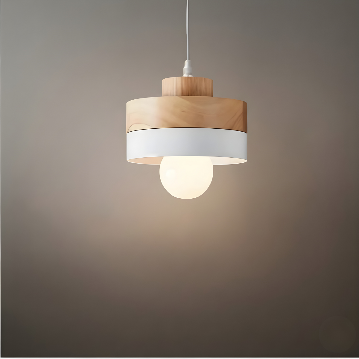 Modern Square/Round Pendant Light – Black/White Metal/Wood for Dining Room - Flindria