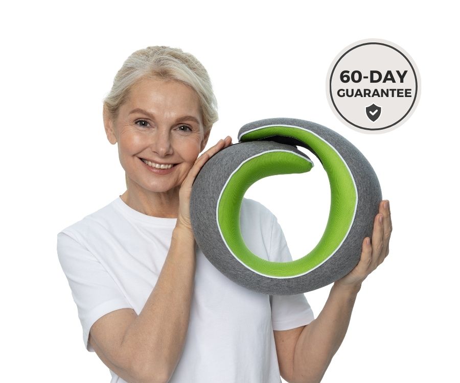 Almofada de viagem para o pescoço em espuma viscoelástica — Ajuste ergonómico e formato compacto para transportar