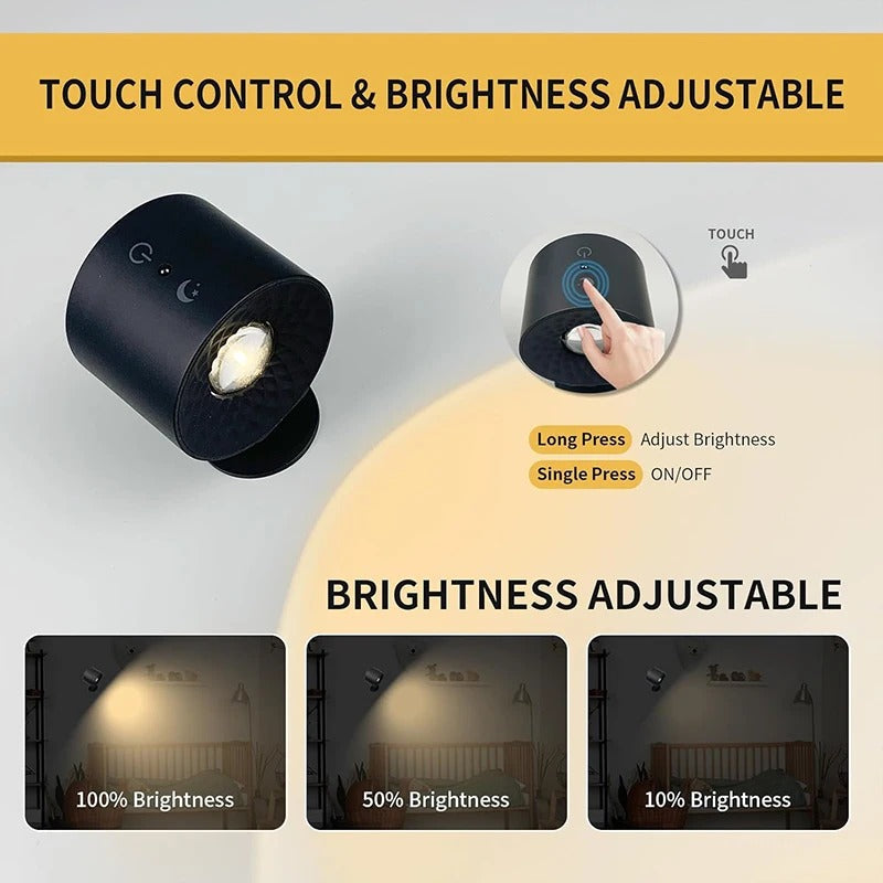 Ładowalna magnetyczna lampa ścienna LED 360° — regulowana lampa bezprzewodowa