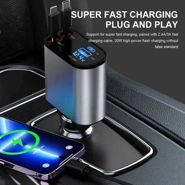 4 In 1 Retractable Car Charger | Filindra