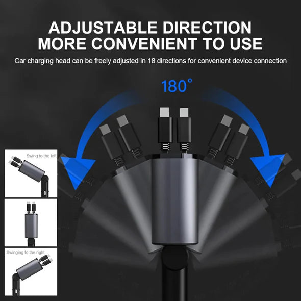 4 In 1 Retractable Car Charger | Filindra