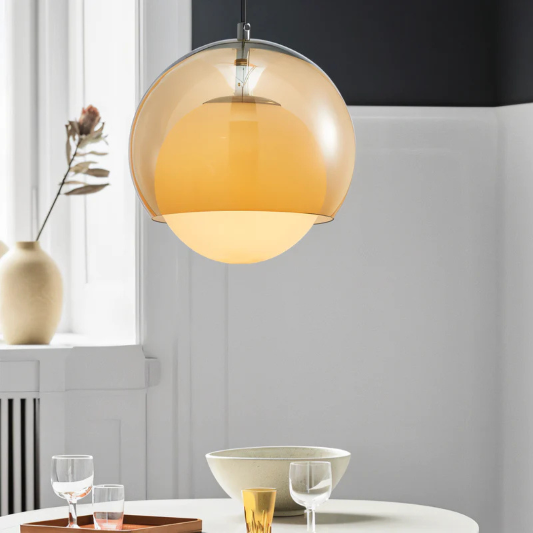 Norelli Retro Bauhaus Glas Pendelleuchte für Esszimmer