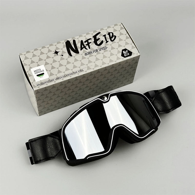 Retro-Motorradbrille - UV-Schutz, passt über Brillen