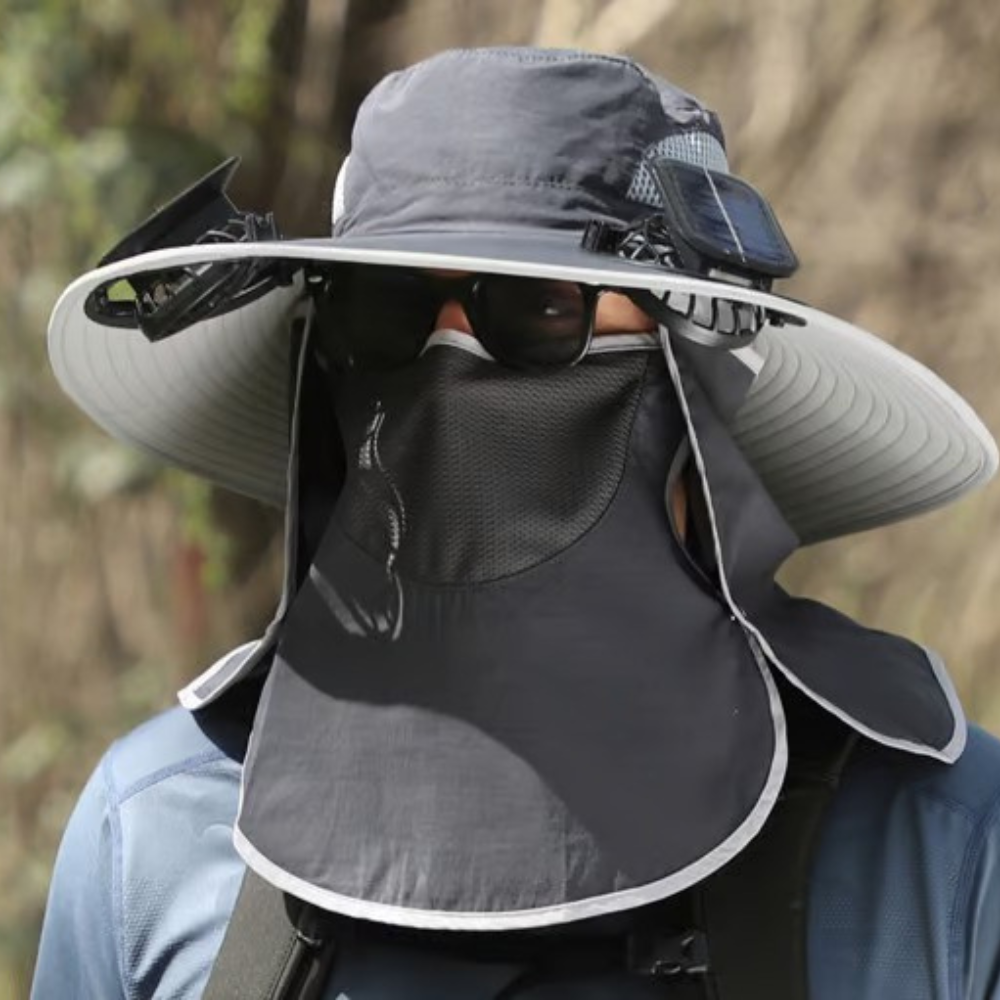 Solar Powered Hat — Dual Cooling Fans, Three Speed Settings
