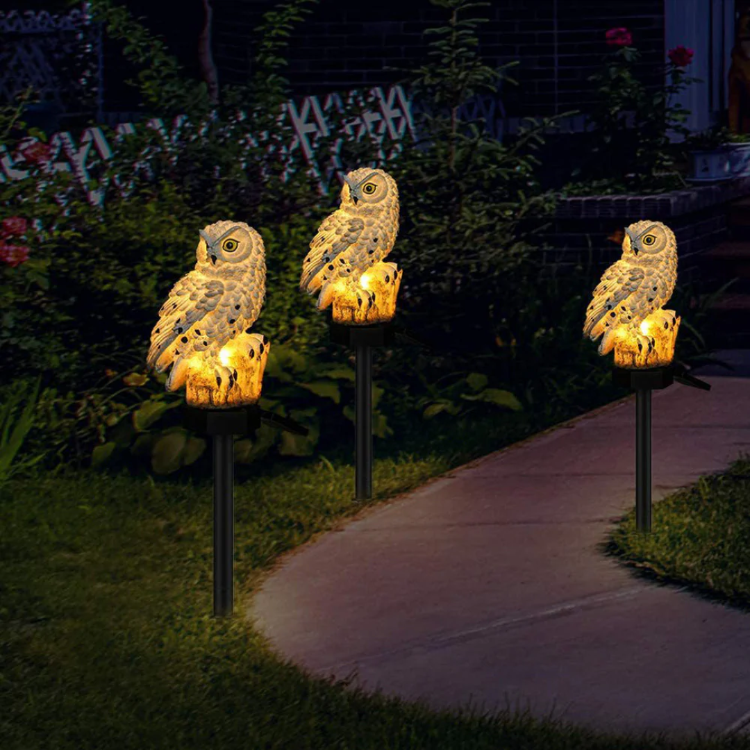 NyraGlow Solar Owl Pathway Light For Outdoor Glow Garden