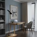 Minimalistická stojací LED lampa v severském stylu — čistý geometrický profil, rovnoměrné rozptýlené světlo