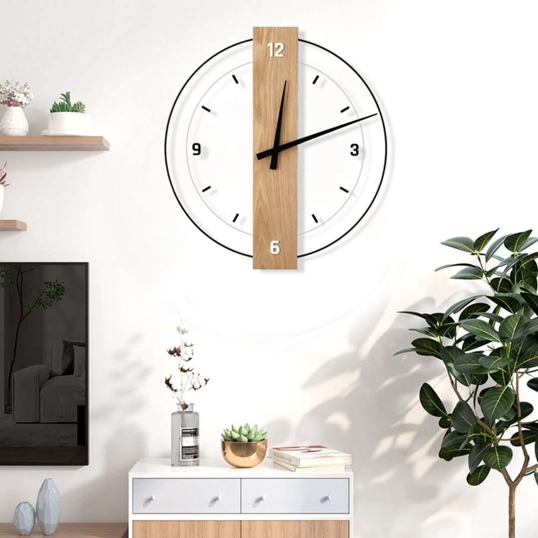 Averin Quiet Wall Clock Crafted From Wood For Living Room Decor