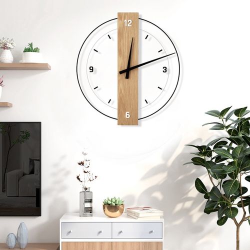 Averin Quiet Wall Clock Crafted From Wood For Living Room Decor