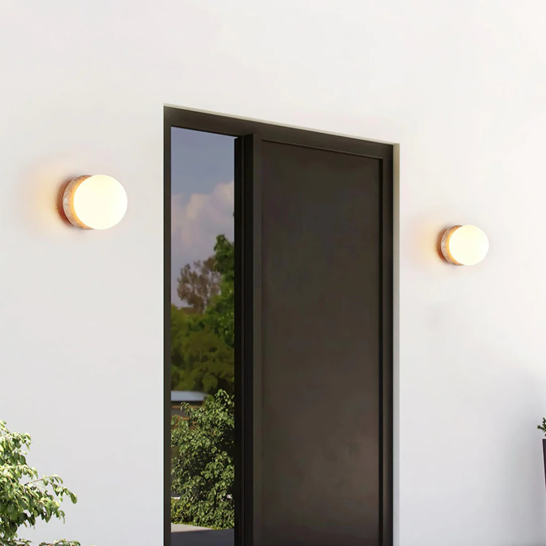 Travertine TerraLux Exterior Wall Light On Facades And Walkways