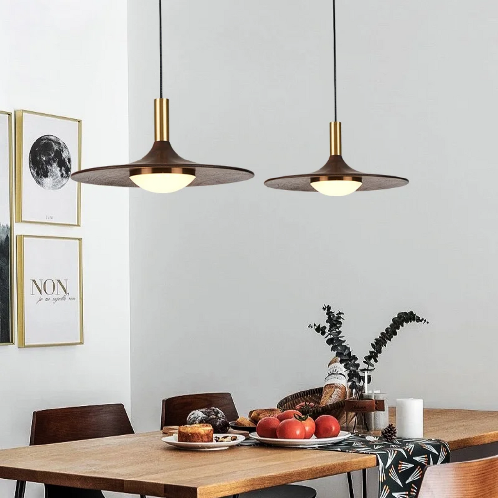 Lunara Pendant Light With Walnut Finish For Dining Ambience