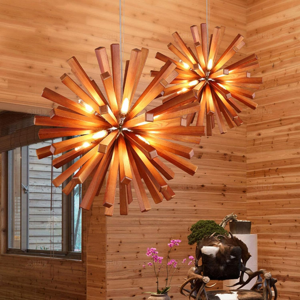 SylvaLume Wood Pendant Lamp With Warm Tone For Dining Rooms