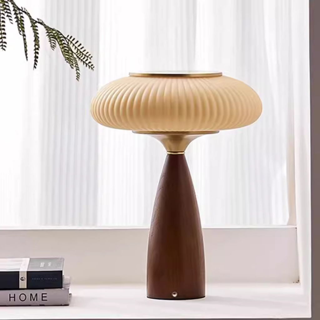 Lâmpada de Madeira Aurea com LED, Brilho Quente e Acabamento Natural