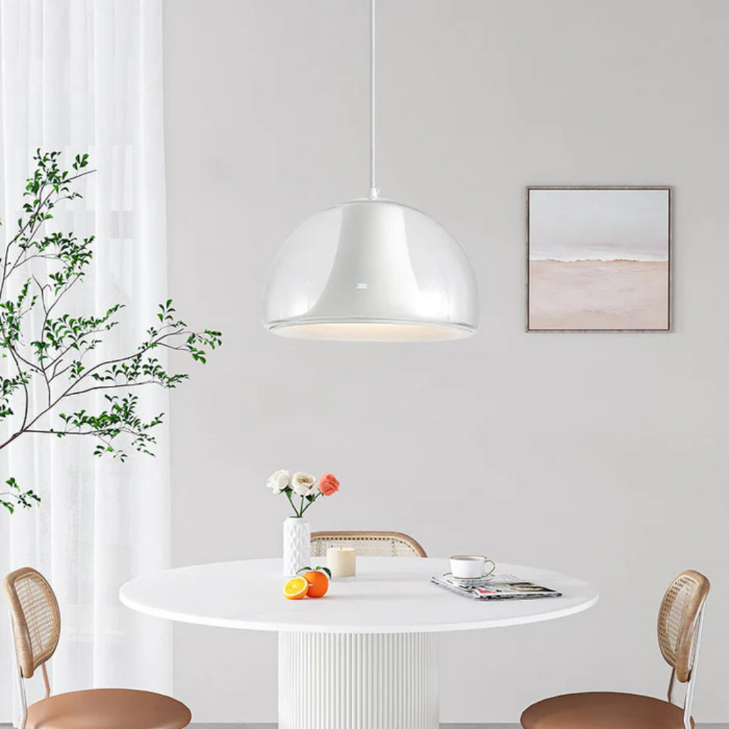 Aurelia Curved Pendant Light For Dining Rooms With Glass Accent